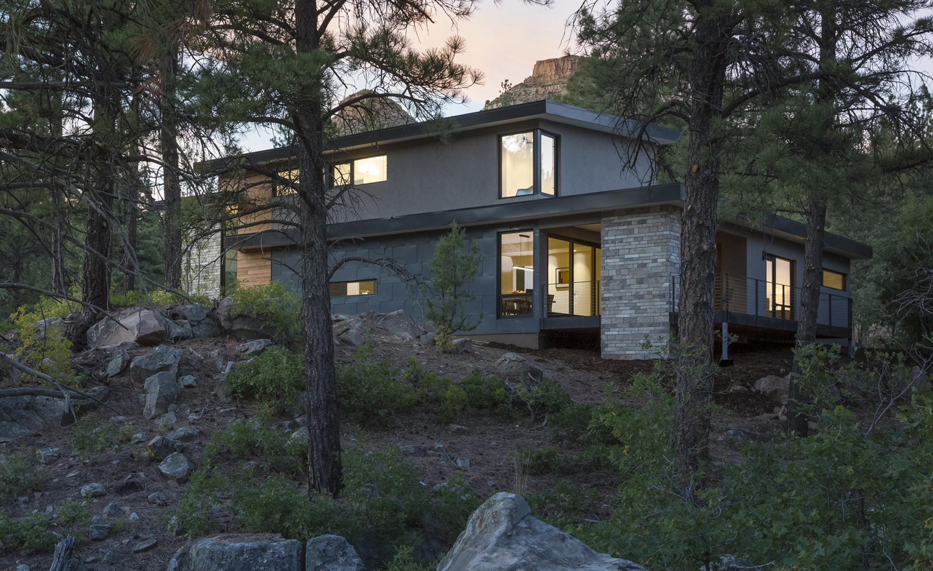 Website - Twin Buttes - exterior south view of buttes evening