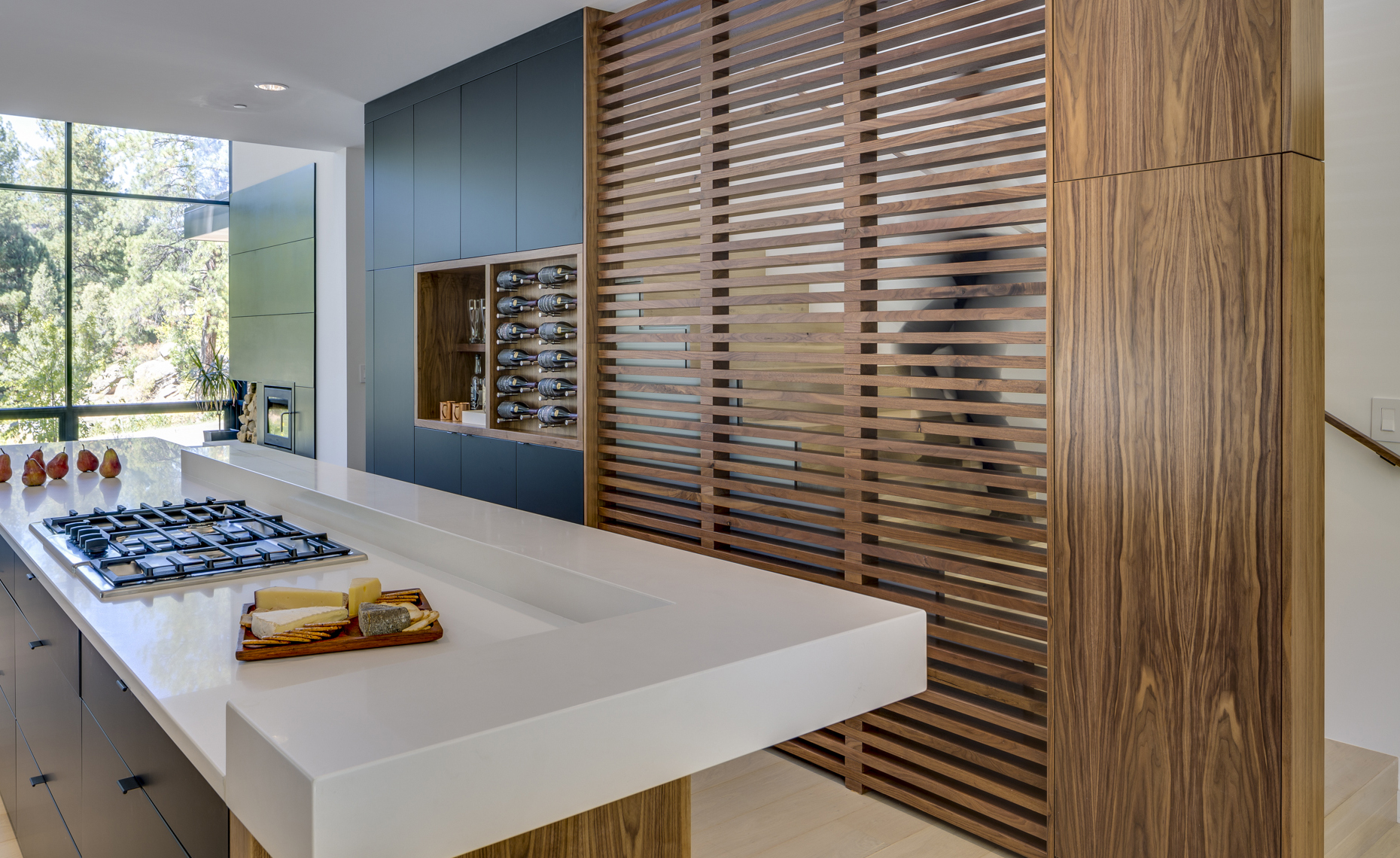 Website - Twin Buttes - kitchen walnut slat wall