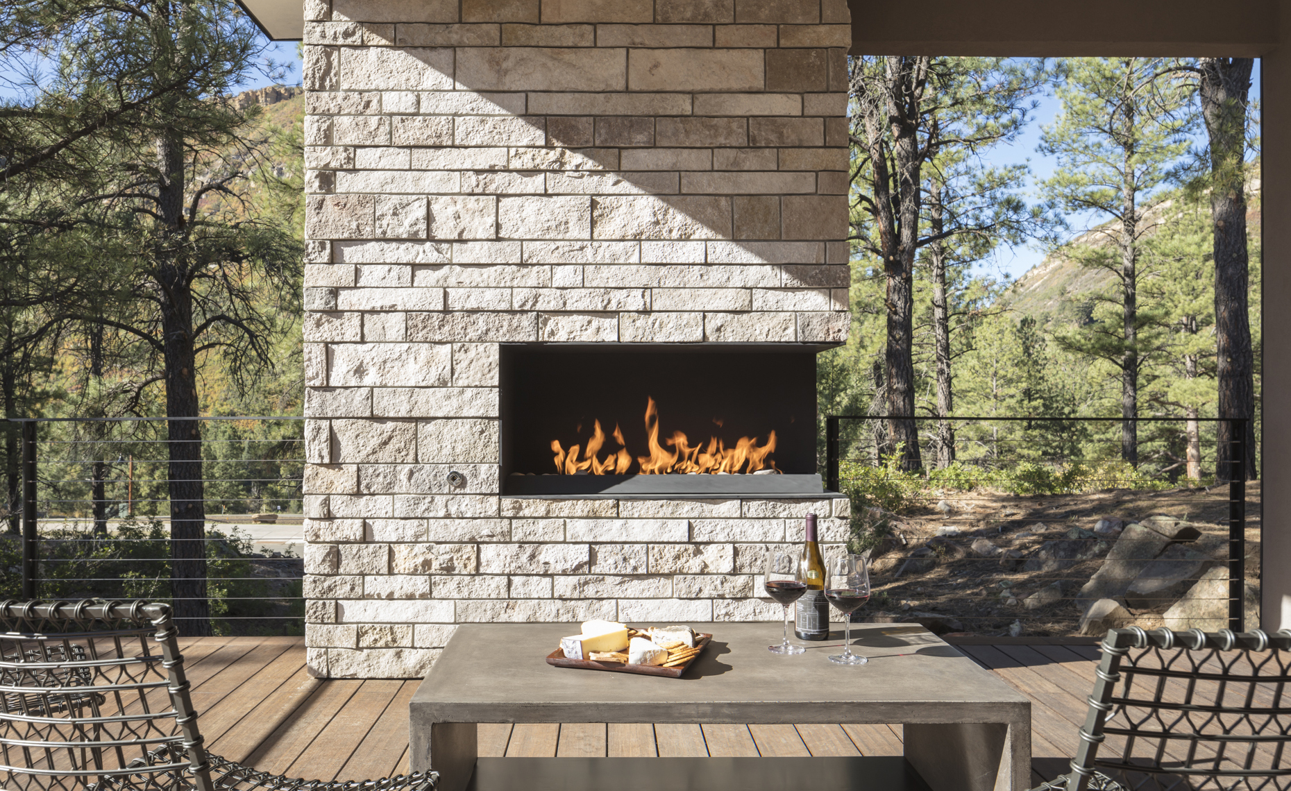 Website - Twin Buttes - main level deck fireplace